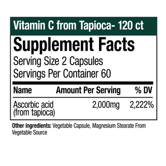 Vitamin C from Tapioca - 120 Vegetable Capsules