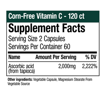 Corn-Free Vitamin C - 120 Vegetable Capsules
