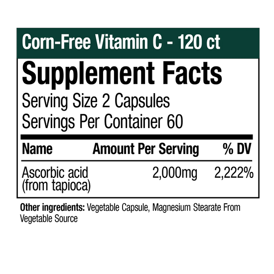 Corn-Free Vitamin C - 120 Vegetable Capsules