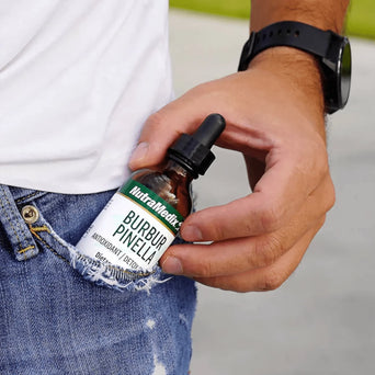 Burbur Pinella 2oz - detox drops to support natural detoxification in a man's pocket