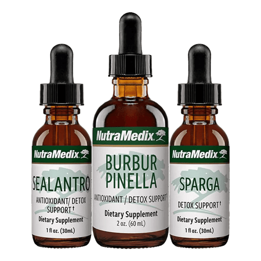 Detox Support Kit including burbur pinella, sealanto and sparga liquid supplements